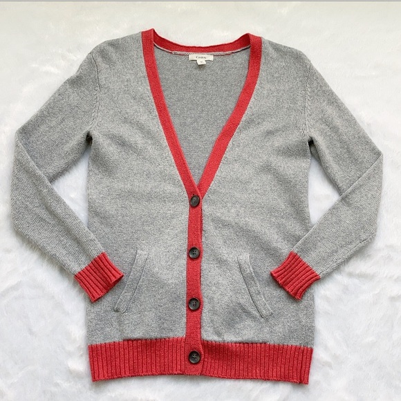 Gray and Coral Caslon Cardigan Sweater - Picture 1 of 5
